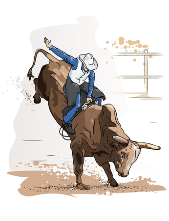 Cowboy Bull Riding competitionのイラスト素材