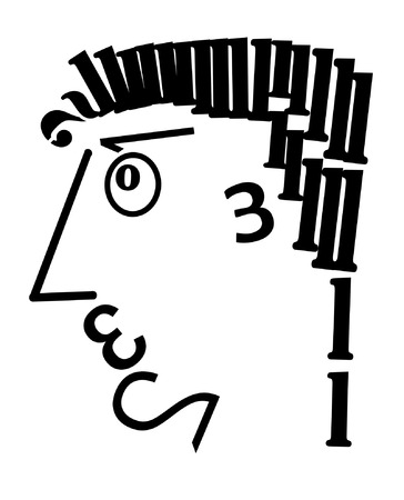 the man's head is made of digits in black on the white backgroundのイラスト素材