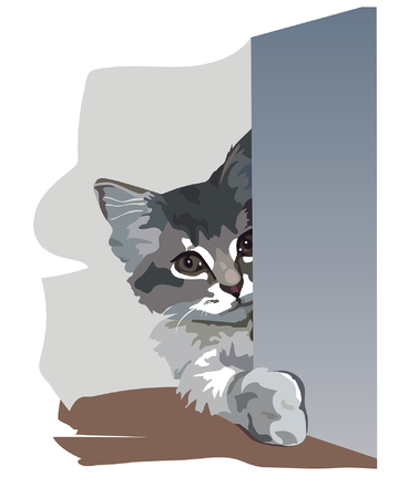 A kitten was harboured in an ambushのイラスト素材