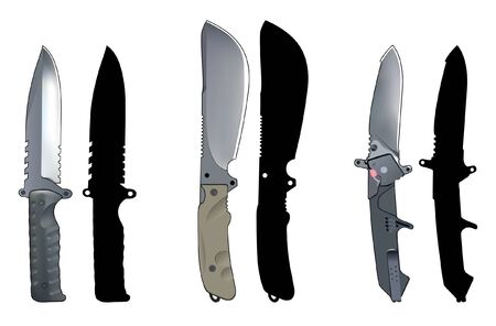 Set of knives on a white backgroundのイラスト素材