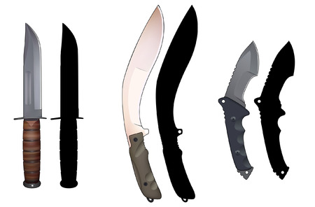 Set of knives on a white backgroundのイラスト素材