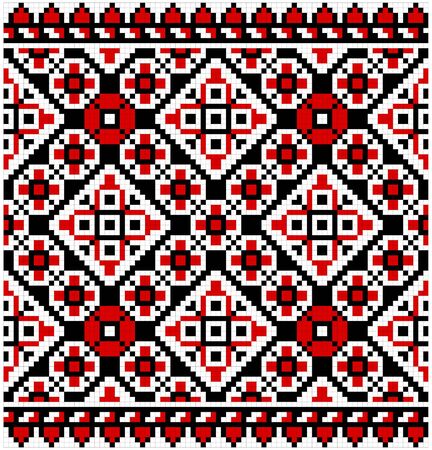 ukrainian traditional ornament at black backgroundのイラスト素材