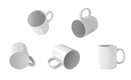 white cup in different positions for brandingのイラスト素材