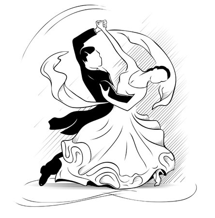 Classic motion of waltz on a white backgroundのイラスト素材