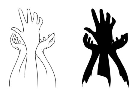 Holding hands on white backgroundのイラスト素材