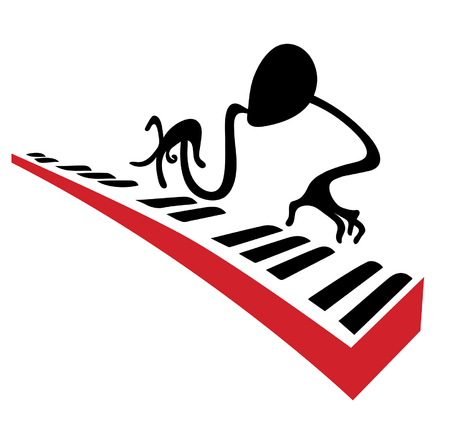 Piano player carries out a solo on pianoのイラスト素材