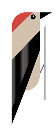 Minimalistic image of a woodpecker on white backgroundのイラスト素材