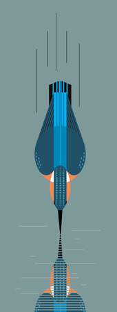Kingfisher dives for prey, minimalistic geometric styleのイラスト素材