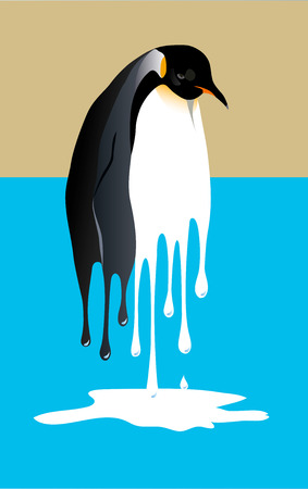Melting Penguin global warming may be a disaster for penguinsのイラスト素材