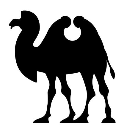 Silhouette of majestic camel on white backgroundのイラスト素材
