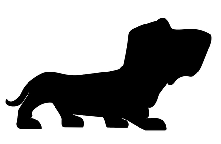 Silhouette of Basset-hound on a white backgroundのイラスト素材