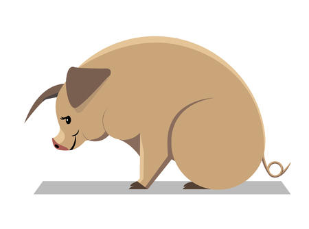 Yellow earth pig - animal sign on the Chinese zodiac, minimalist image on white backgroundのイラスト素材