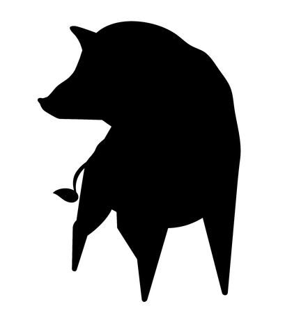 Wild Boar Silhouette - animal sign on the Chinese zodiac, minimalist image on white backgroundのイラスト素材