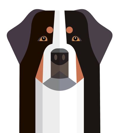 Head of the Bernese Mountain Dog minimalist image on a white backgroundのイラスト素材