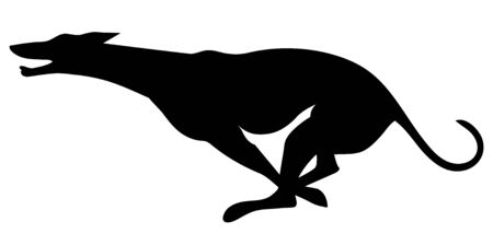 Black silhouette of a running greyhound on a white backgroundのイラスト素材