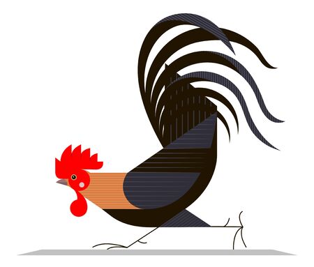 Running cock on a white background, minimalismのイラスト素材