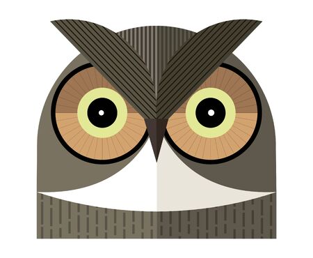 Owl portrait on white backgroundのイラスト素材