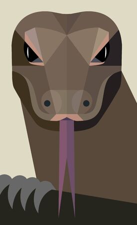 Monitor lizard, known as Komodo Dragon, portrait, stylized imageのイラスト素材
