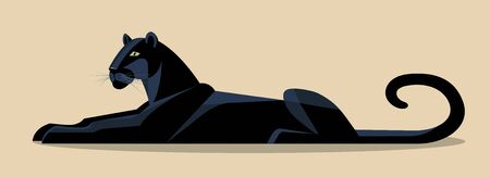 Majestic black panther on a yellow background, stylized imageのイラスト素材