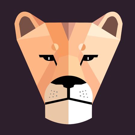 Lioness portrait on a dark background, stylized imageのイラスト素材
