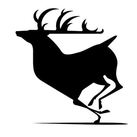 Running deer silhouette on white backgroundのイラスト素材