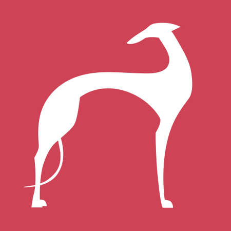 Greyhound dog silhouette on a red backgroundのイラスト素材