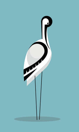 Avocet cleans feathers, stylized image, vectorのイラスト素材