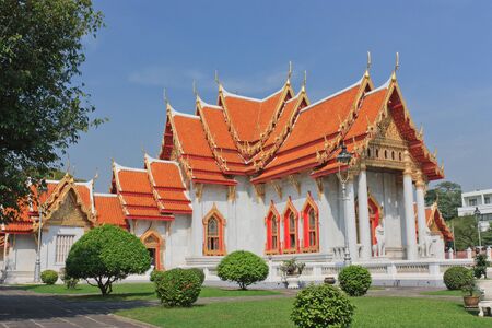 Buddhist temple on the side of the Marble Temple in Bangkok Ratchaworawihan の写真素材