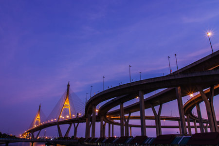 Sky with Expressway backlight  Industrial ring road the Chao Phraya River 