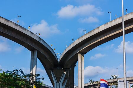 The bridge crosses the Chao Phraya River for industrial ring road の写真素材