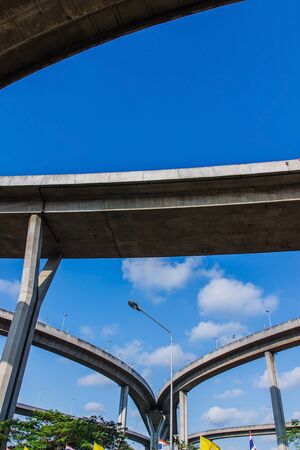 The bridge crosses the Chao Phraya River for industrial ring road の写真素材