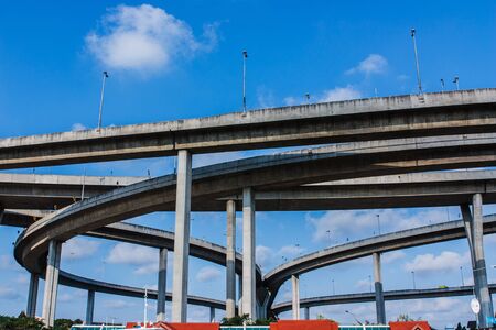 The bridge crosses the Chao Phraya River for industrial ring road の写真素材