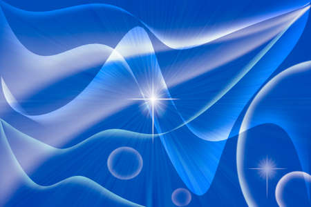 Abstract light waves on a blue background の写真素材