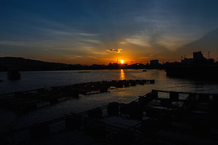 Morning sunrise  Chonburi in the city Thailandの写真素材