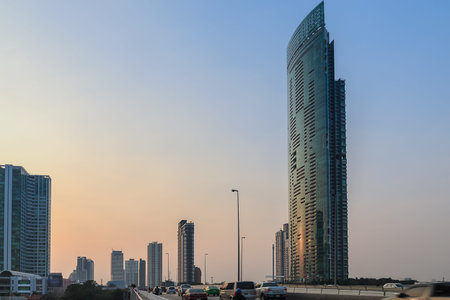 Glass Building with from sun light in bangkok