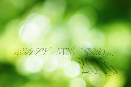 Happy New Year 2016 Green blur  with nature backgroundの写真素材