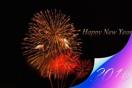 Happy new year 2016 with night  fireworks background