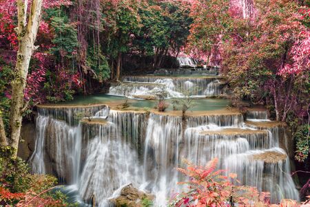 Waterfall Huay Mae Kamin beautiful ,with in autumn of forest of Thailandの写真素材
