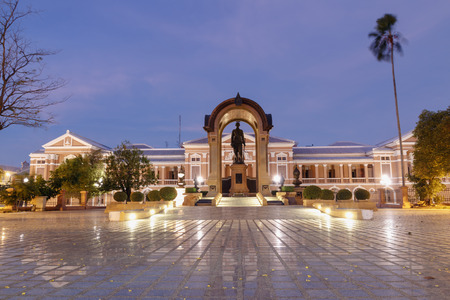 Old  building architecture  front of the exterior  of Ministry in  Bangkok nightのeditorial素材