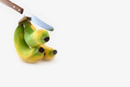 Bunch of bananas ripe on white backgroundの写真素材