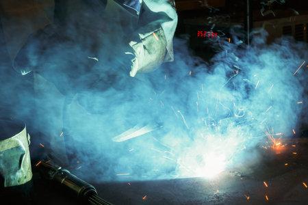 Light of Metal Welding with sparks and smoke