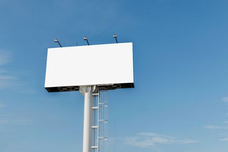Billboards empty  on the steel structure with sky backgroundの写真素材