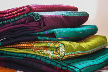 Craftsmanship Textiles silk, folk art in Thai patternの写真素材