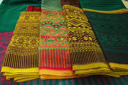 Craftsmanship thai striped sarong ,Colors pattern beautiful used  as background