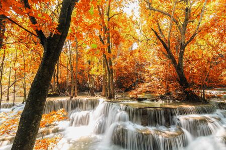 Waterfall Huay Mae Kamin beautiful ,with in autumn of forestの写真素材