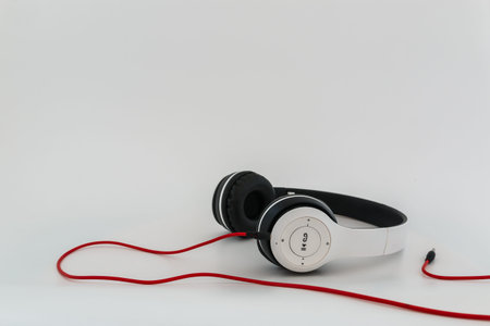 Headphones for music sound. Isolated on white backgroundの写真素材