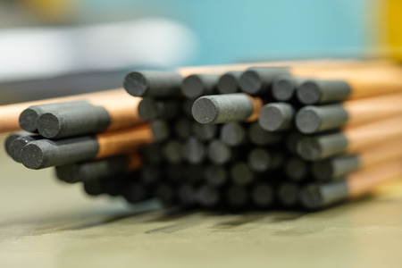 Gouging carbon electrode rods,Used in industrial metal steel,close upの写真素材