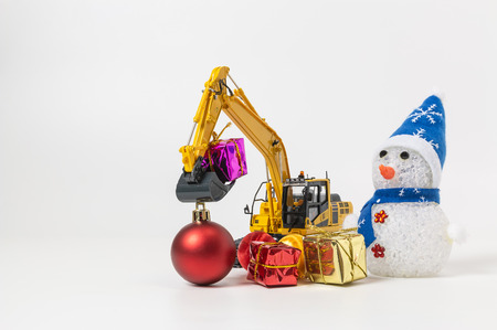 Christmas ornament  and Excavator modelの写真素材