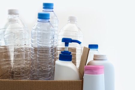 Plastic bottle garbage  for recycling concept reuse  on whiteの写真素材