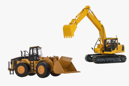 Excavator loader and Wheel loader model with  isolated on white